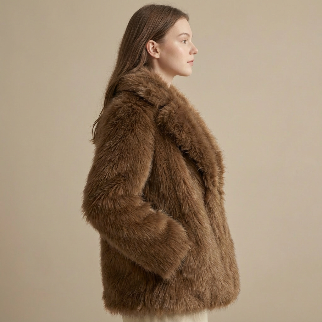 Ferryhill Brown Faux Fur Long Jacket