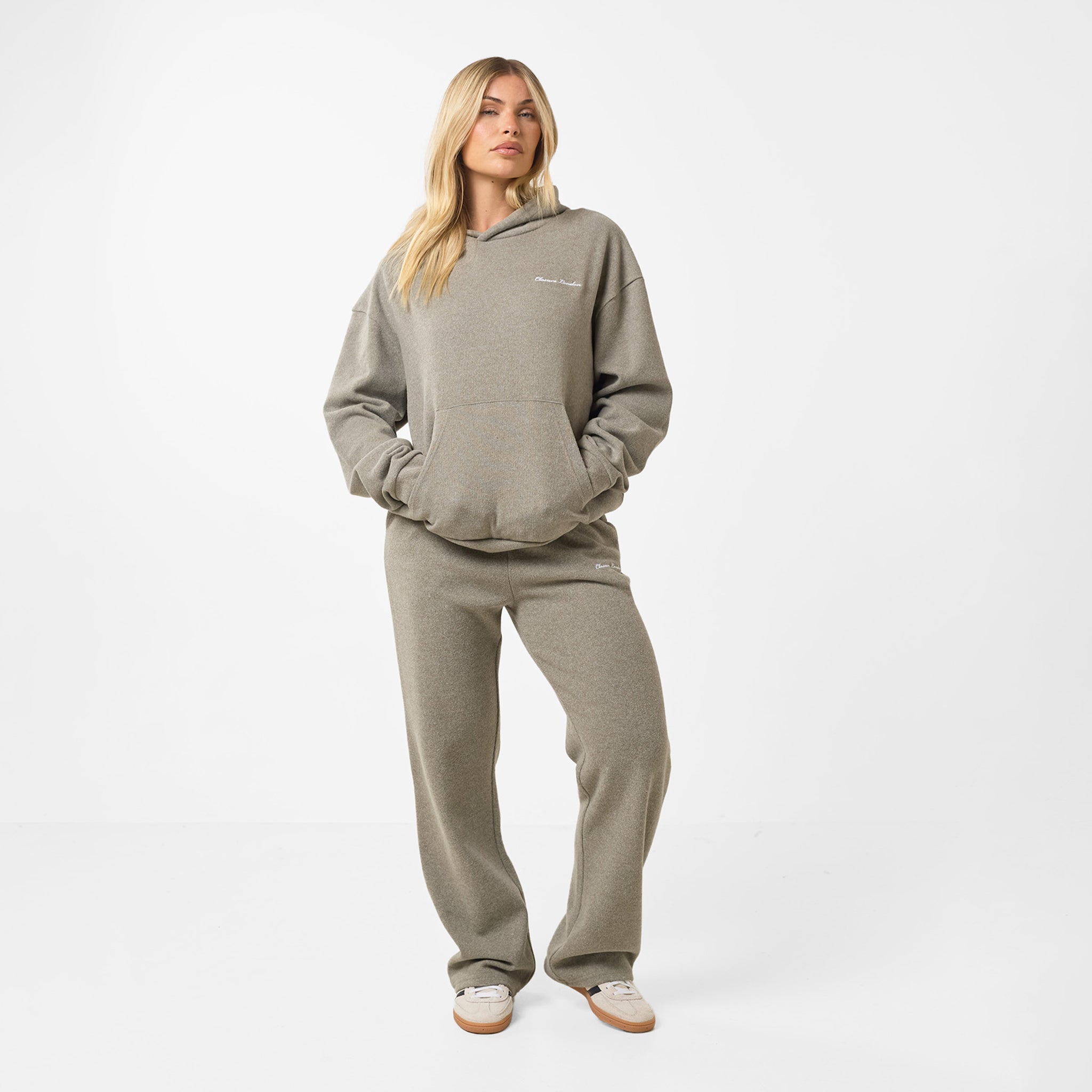 Women's  Dark Olive Soft Knit Tracksuit  Closure London  Front View
