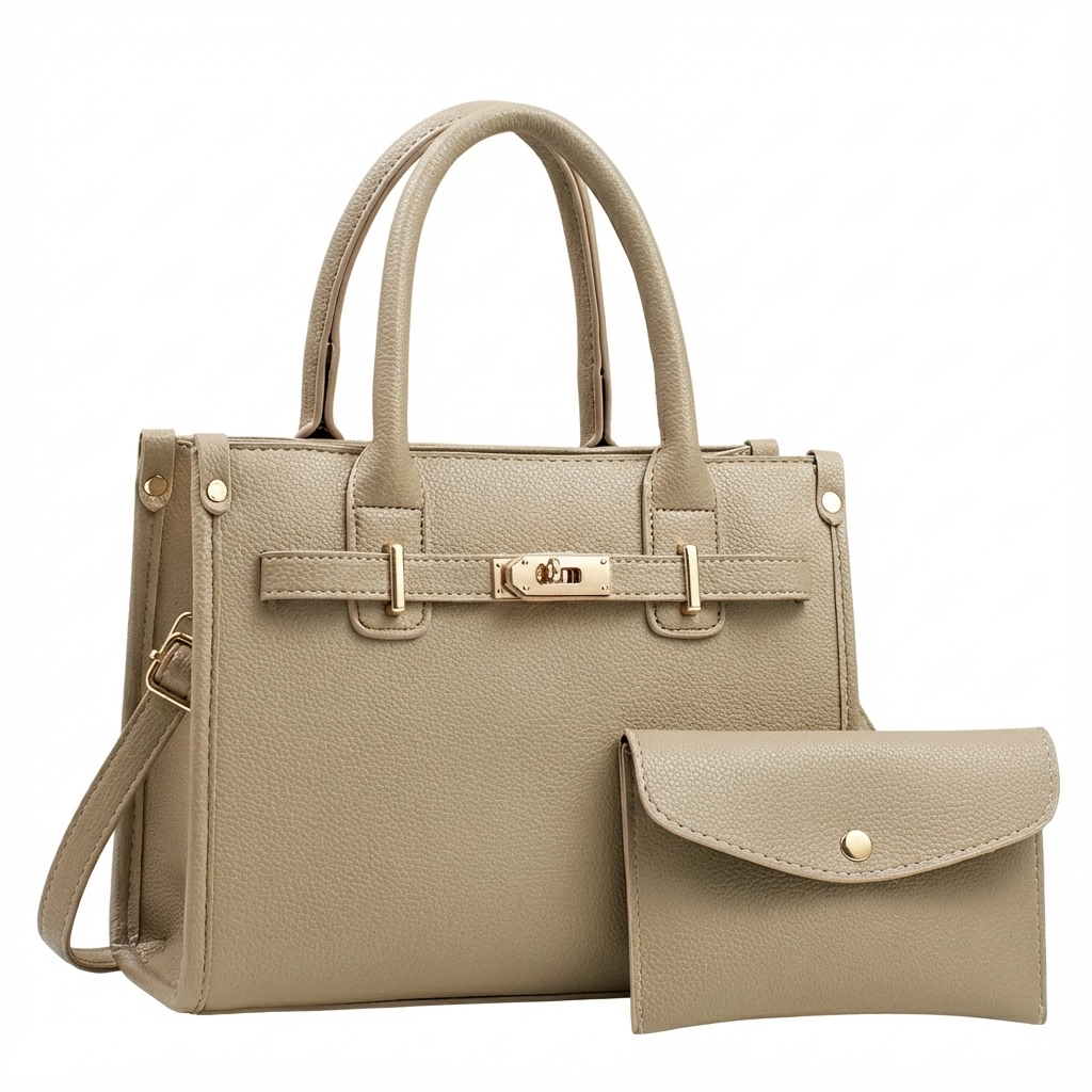 Liorah| Grote Vegan lederen Schoudertas met Portemonnee