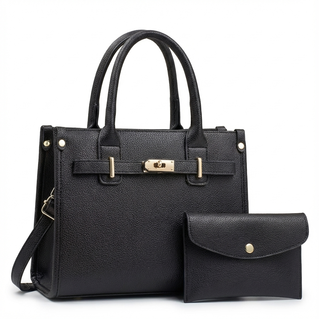 Liorah| Grote Vegan lederen Schoudertas met Portemonnee