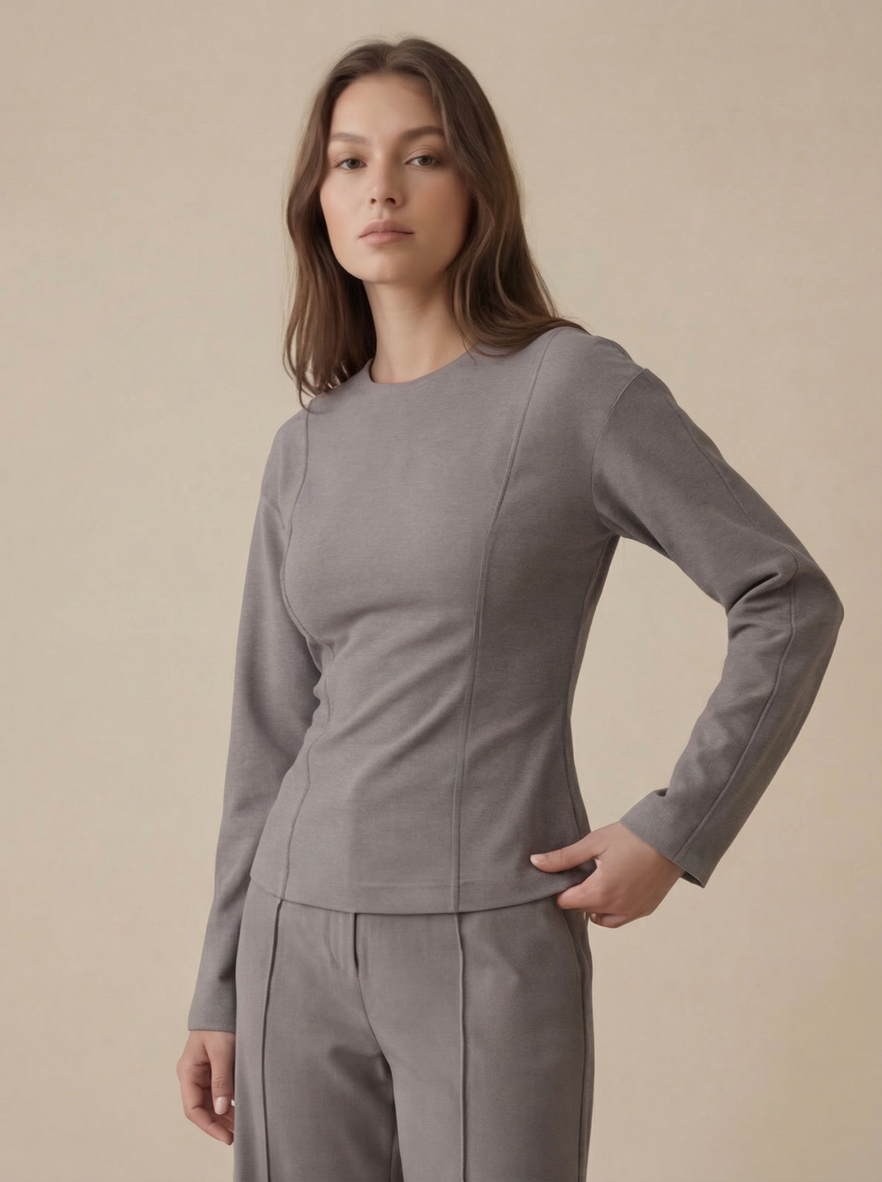 Elina | Conjunto elegante para estar en casa para mujer: top holgado y pantalón ancho